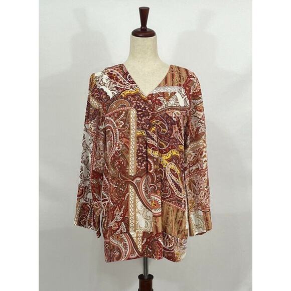 CITRON SANTA MONICA Sz M Medium Cupra Pullover Top Red Orange Print NWT - Picture 5 of 9